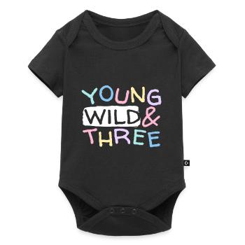 Young Wild Three 3 Years Birthday Children Three - Baby Premium short-sleeve bodysuit - black - Front