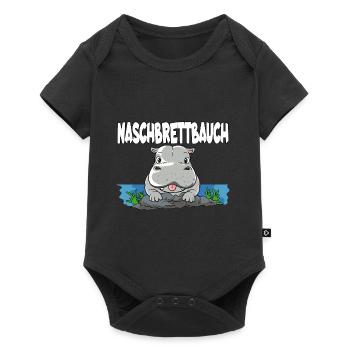 Naschbrettbauch Nilpferd Hippo - Baby Premium Kurzarmbody - Schwarz - Vorne