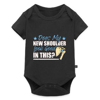 Lustige Schulter-Erholung - Baby Premium Kurzarmbody - Schwarz - Vorne