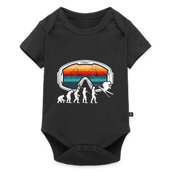 Skiing Evolution Vintag Winter Sport Ski - Baby Premium Kurzarmbody - Schwarz - Vorne