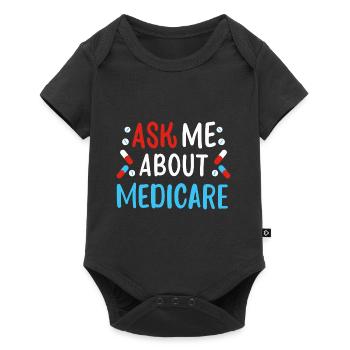 Fragen Sie mich über Medicare - Baby Premium Kurzarmbody - Schwarz - Vorne
