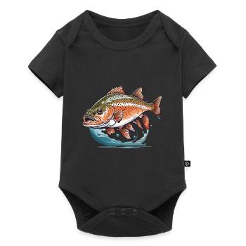 Pêche à la truite et pêche à la truite brune - Body à manches courtes Premium Bébé - noir - Devant