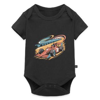 Thème de la voiture de course du 4e anniversaire pour les garçons - Body à manches courtes Premium Bébé - noir - Devant