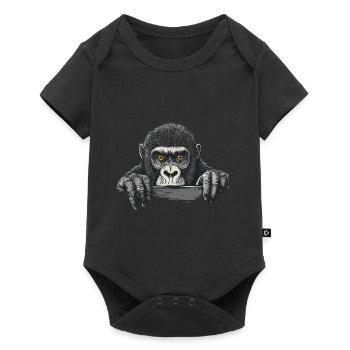 Gorilla - Baby Premium Kurzarmbody - Schwarz - Vorne