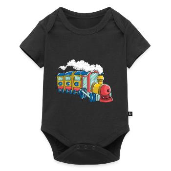 Locomotive à vapeur colorée pour les enfants - Body à manches courtes Premium Bébé - noir - Devant