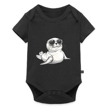 Cool seal avec des lunettes de soleil - Body à manches courtes Premium Bébé - noir - Devant