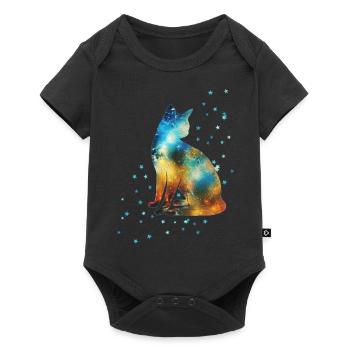 Cat on the Milky Way Vintage Universe Stars - Baby Premium short-sleeve bodysuit - black - Front