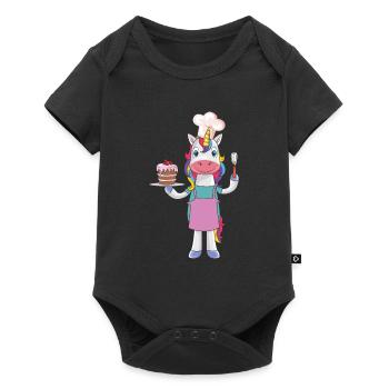 Lustiges Kuchen Backendes Köchin Einhorn Geschenk - Baby Premium Kurzarmbody - Schwarz - Vorne