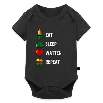 EAT SLEEP WATTEN REPEAT Watteln Kartenspiel Karten - Baby Premium Kurzarmbody - Schwarz - Vorne