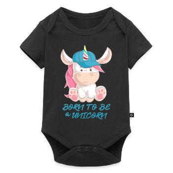 Né pour être une licorne - Body à manches courtes Premium Bébé - noir - Devant