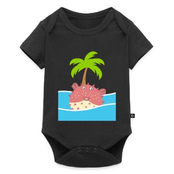 Puffer Fish and Coconut Tree - Baby Premium short-sleeve bodysuit - black - Front