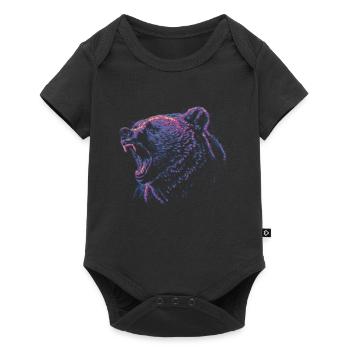 Farbiger Grizzlykopf - Baby Premium Kurzarmbody - Schwarz - Vorne