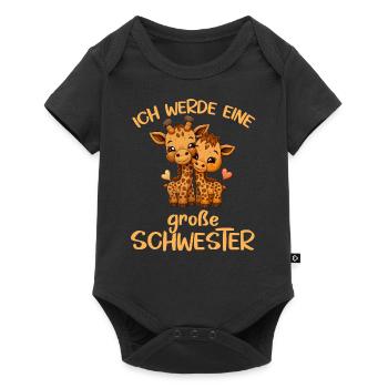 Ich werde eine große Schwester Giraffe Giraffen - Baby Premium Kurzarmbody - Schwarz - Vorne