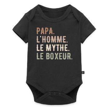 PAPA, L'HOMME, LE MYTHE, LE BOXEUR - Body à manches courtes Premium Bébé - noir - Devant
