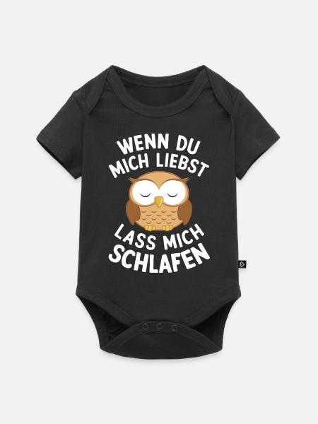 Nachteule Eule Eulen Vogel - Baby Premium Kurzarmbody - Schwarz
