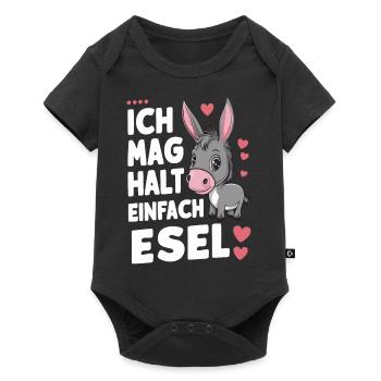 Esel Eselchen Maultier Muli - Baby Premium Kurzarmbody - Schwarz - Vorne