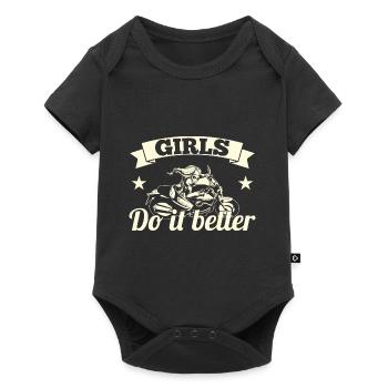 Femmes Moto Motard Fille MotoCycliste - Body à manches courtes Premium Bébé - noir - Devant