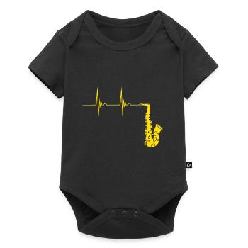 Saxophonist Saxophon Herzschlag Blechbläser EKG Pu - Baby Premium Kurzarmbody - Schwarz - Vorne