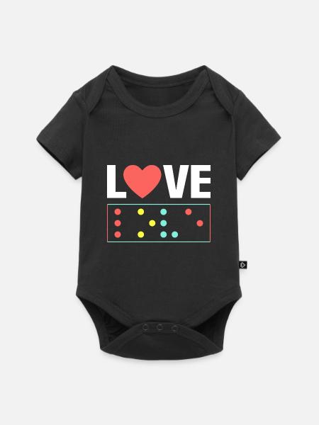 Love Blindenschrift - Baby Premium Kurzarmbody - Schwarz