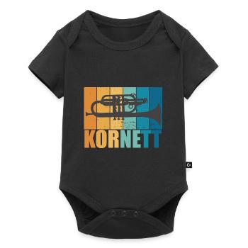 Cornet Vintage Musician Instrument Gift - Baby Premium short-sleeve bodysuit - black - Front