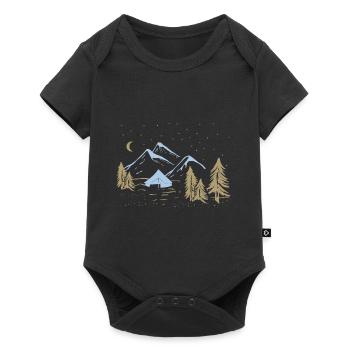 Geschenkidee - Zelten Camper camping Natur - Baby Premium Kurzarmbody - Schwarz - Vorne