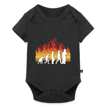Evolution Feuerwehr Retro Feuerwehrmann Beruf - Baby Premium Kurzarmbody - Schwarz - Vorne
