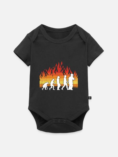 Evolution Feuerwehr Retro Feuerwehrmann Beruf - Baby Premium Kurzarmbody - Schwarz