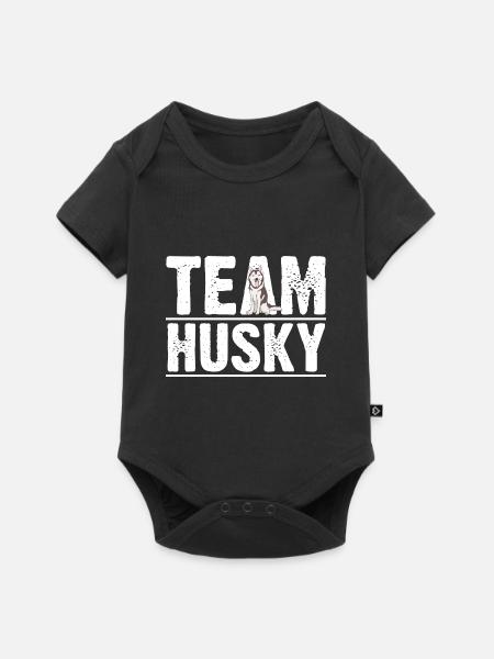 Hund Husky - Baby Premium Kurzarmbody - Schwarz