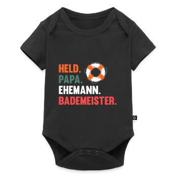 Rettungsschwimmer Papa Vater Bademeister - Baby Premium Kurzarmbody - Schwarz - Vorne