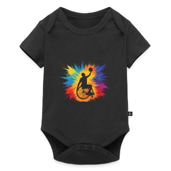 Cadeau de basketball en fauteuil roulant - Body à manches courtes Premium Bébé - noir - Devant