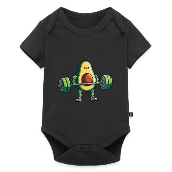 Avocado Gewichtheber Bodybuilder - Baby Premium Kurzarmbody - Schwarz - Vorne
