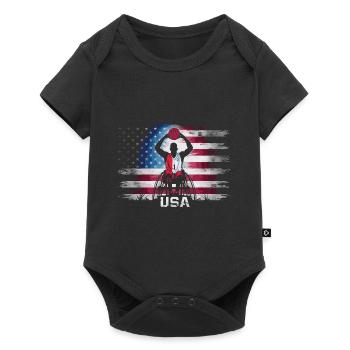 Cadeau de basketball en fauteuil roulant - Body à manches courtes Premium Bébé - noir - Devant