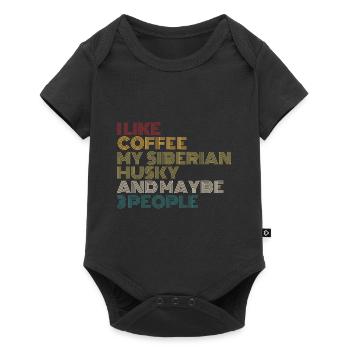 Coffee Lovers Siberian Husky Dog Owner Funny Quote - Baby Premium short-sleeve bodysuit - black - Front
