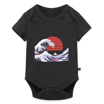 Big Wave Vaporwave Aesthetic 80s Anime Fashion - Baby Premium short-sleeve bodysuit - black - Front