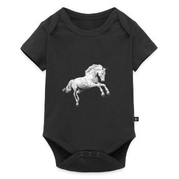 White Horse Grey Low Poly Logo Art Design - Baby Premium short-sleeve bodysuit - black - Front