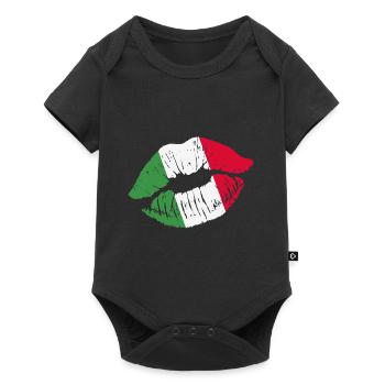 Italie Drapeau Italia Maillot Italy Kussmund - Body à manches courtes Premium Bébé - noir - Devant