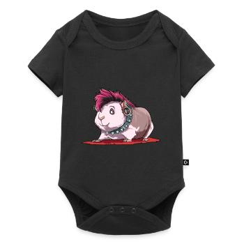 Meerschweinchen als Punker - Baby Premium Kurzarmbody - Schwarz - Vorne