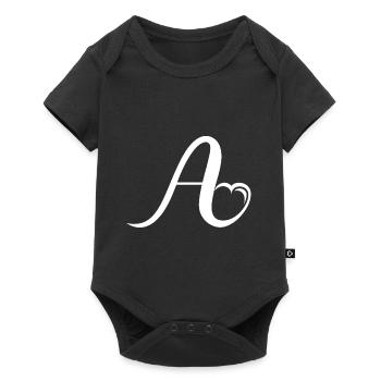 Heart letter A - Baby Premium short-sleeve bodysuit - black - Front