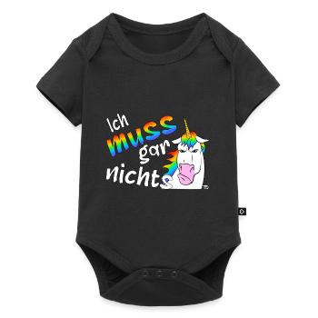 Lustiges böses Einhorn, ich muss gar nichts - Baby Premium Kurzarmbody - Schwarz - Vorne
