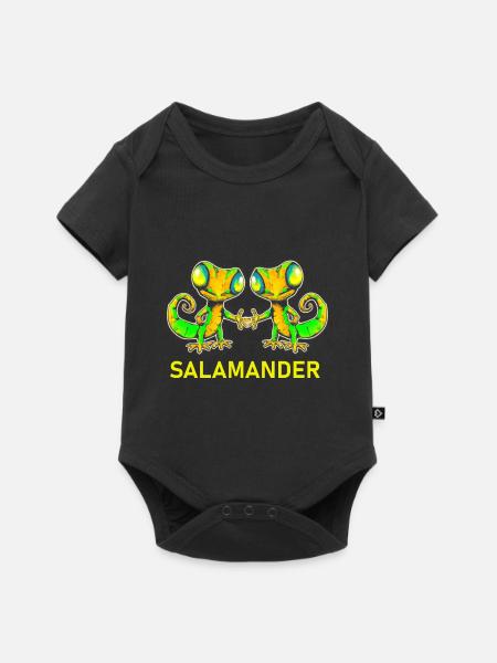 Salamander Gecko Freunde - Baby Premium Kurzarmbody - Schwarz