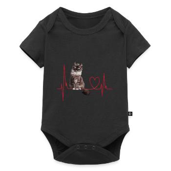 Cats Heartbeat Gift - Baby Premium short-sleeve bodysuit - black - Front