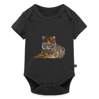 Tigre assis motif prédateur motif animal - Body à manches courtes Premium Bébé - noir - Devant