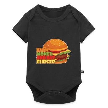Geld verdienen und Burger essen - Baby Premium Kurzarmbody - Schwarz - Vorne