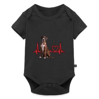 Herzschlag-Geschenk für Hunde - Baby Premium Kurzarmbody - Schwarz - Vorne