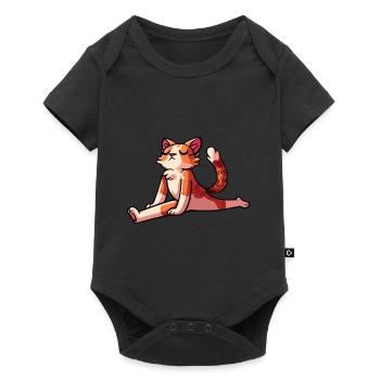 Yoga Namaste Katze - Baby Premium Kurzarmbody - Schwarz - Vorne