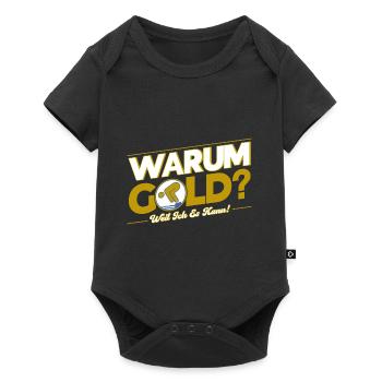Schwimmprüfung Schwimmer Gold Geschenk - Baby Premium Kurzarmbody - Schwarz - Vorne