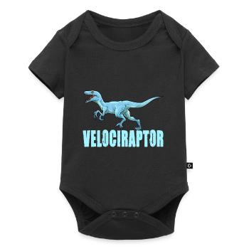 Dinosaurier Velociraptor Raptor Dino - Baby Premium Kurzarmbody - Schwarz - Vorne