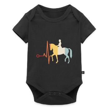 Dressage Cavalier de dressage Cheval d’équitation - Body à manches courtes Premium Bébé - noir - Devant
