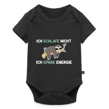Ich Schlafe Nicht Ich Spare Energie Faultier - Baby Premium Kurzarmbody - Schwarz - Vorne