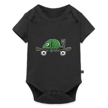 Chamäleon auf dem Skateboard. Für Skater und Fans - Baby Premium Kurzarmbody - Schwarz - Vorne